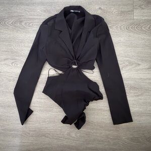 Zara Black Long Sleeve Bodysuit